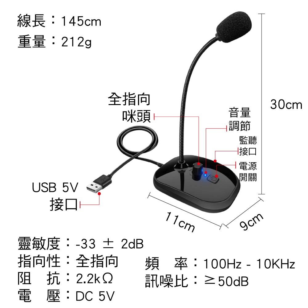 桌上型3.5mm二環/USB麥克風/對講機|線長1.4米|會議/直播/電競/遊戲/開台用 桌上型3.5mm二環/USB麥克風/對講機|線長1.4米|會議/直播/電競/遊戲/開台用