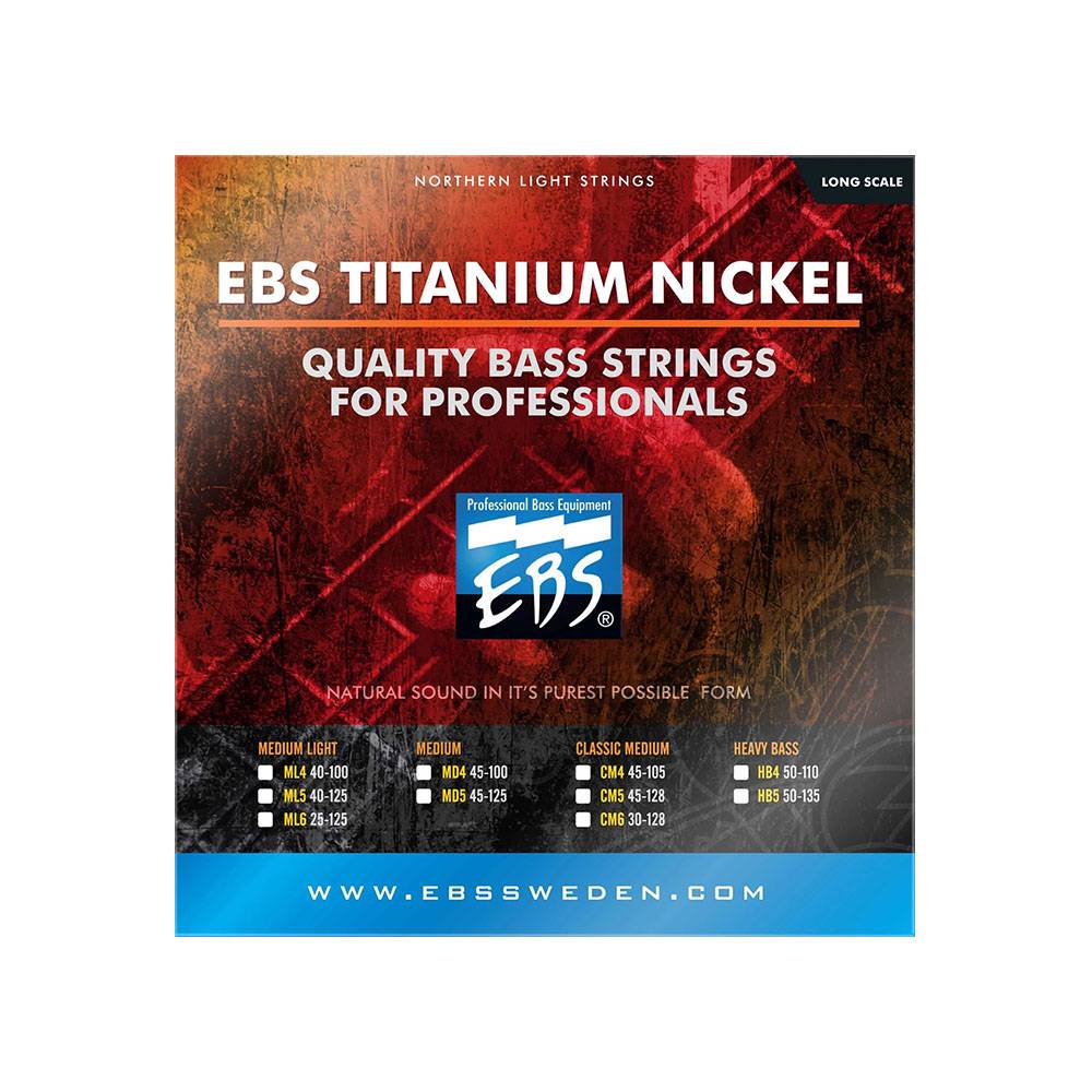EBS US Titanium Nickel Medium 美製鈦鎳 電貝斯五弦套弦 45-125