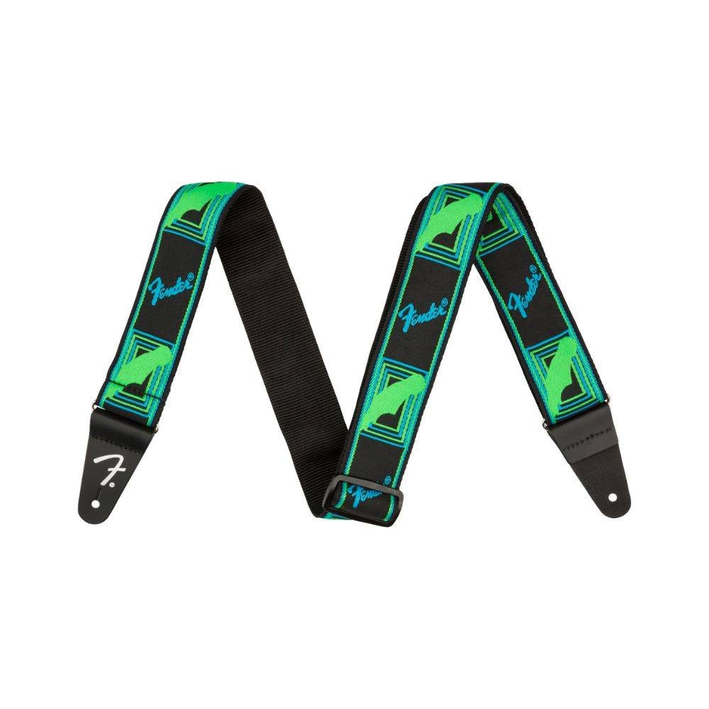 Fender Neon Monogrammed Strap Blue and Green 背帶
