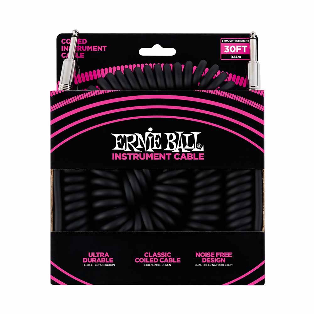 Ernie Ball Coiled Instrument Cable Straight/Straight 30ft - Black 6044 樂器導線