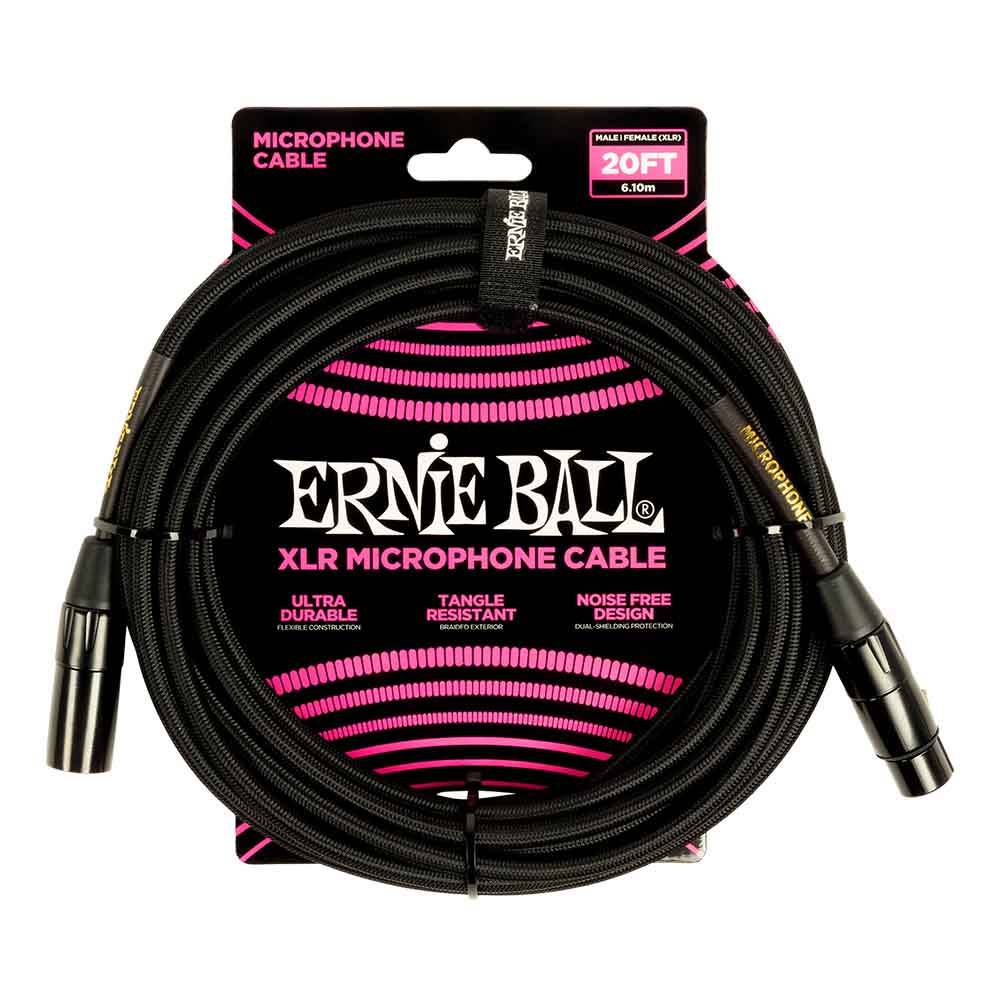 Ernie Ball Braided XLR Microphone Cable 20ft - Black 6392 麥克風線
