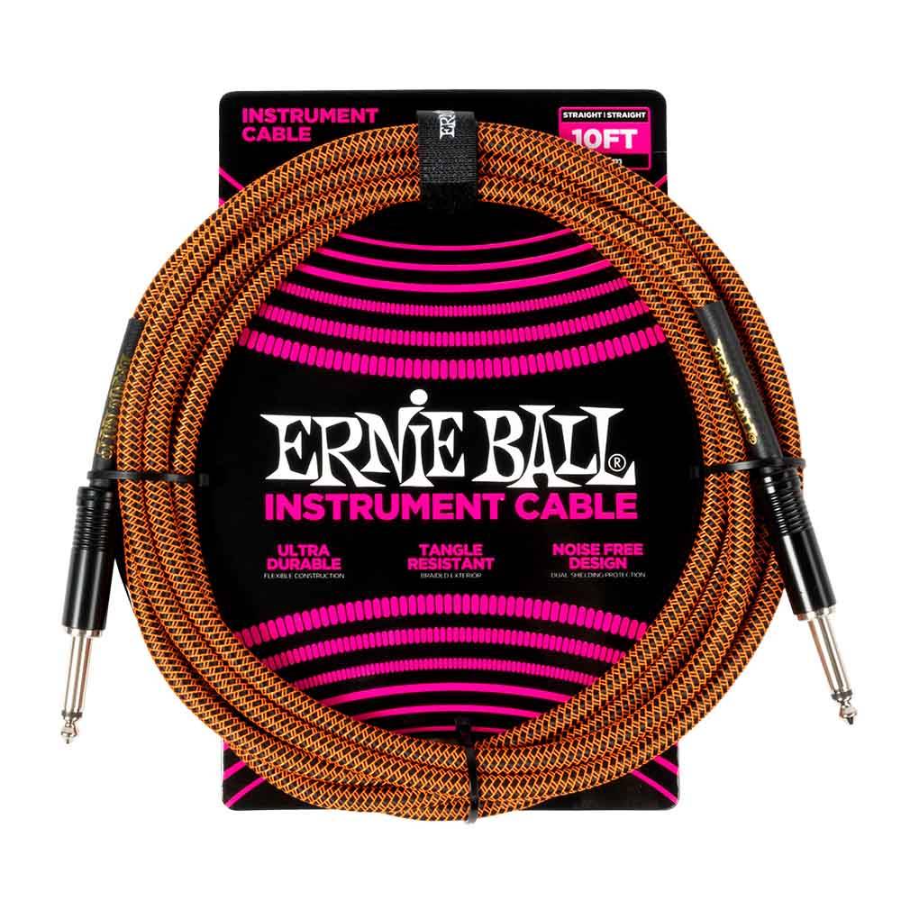 Ernie Ball Braided Instrument Cable Straight/Straight 10ft - Pumpkin Pie 6468 樂器導線