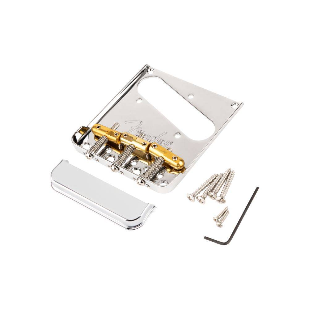 Fender 3-Saddle Top-Load/String-Through Tele Bridge with Compensated Brass 