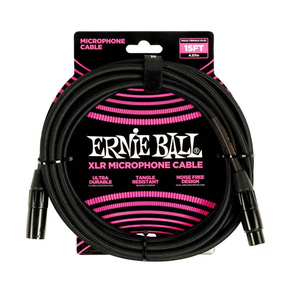 Ernie Ball Braided XLR Microphone Cable 15ft - Black 6391 麥克風線