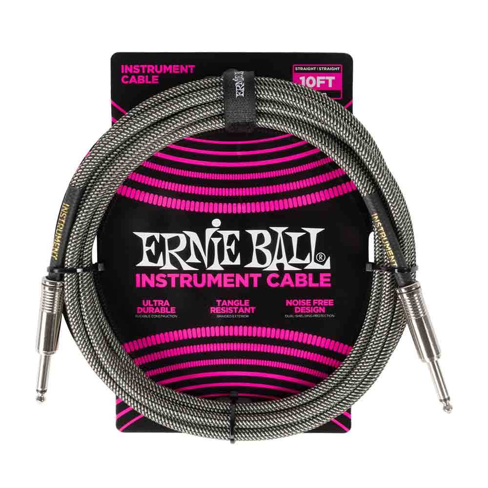 Ernie Ball Braided Instrument Cable Straight/Straight 10ft - Silver Fox 6429 樂器導線