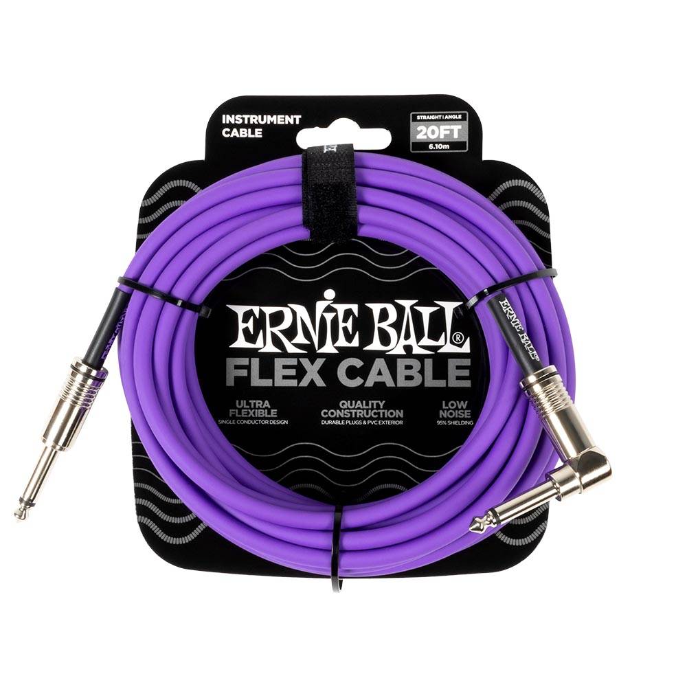 Ernie Ball Flex Instrument Cable Straight/Angle 20ft - Purple 6466 樂器導線