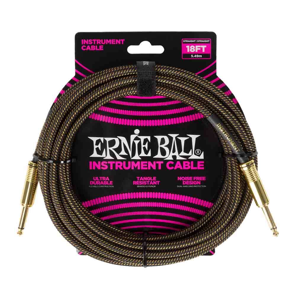 Ernie Ball Braided Instrument Cable Straight/Straight 18ft - Pay Dirt 6432 樂器導線