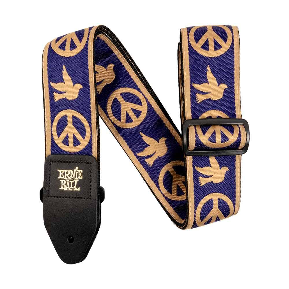 Ernie Ball Classic Jacquard Strap - Navy Blue & Beige Peace Love Dove 4699 背帶