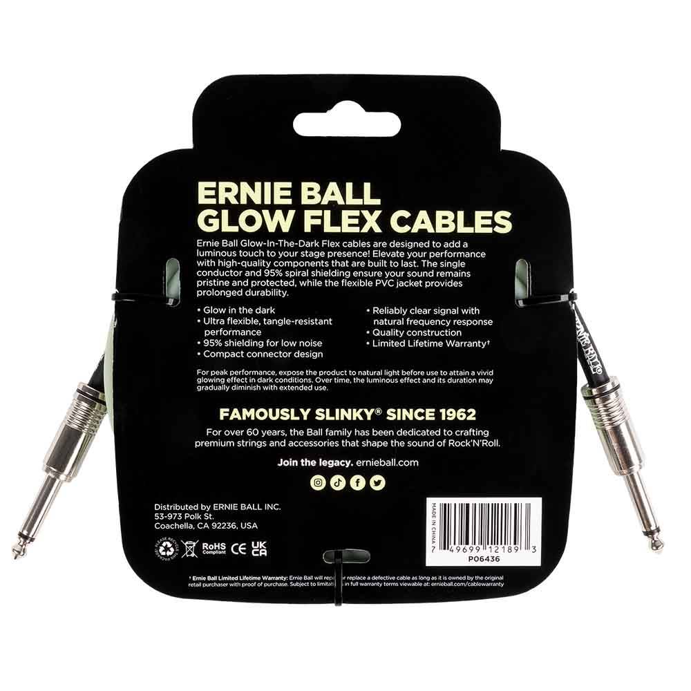 Ernie Ball Flex Instrument Cable Straight/Straight 10ft - Glow In Dark 6436 夜光樂器導線 Ernie Ball Flex Instrument Cable Straight/Straight 10ft - Glow In Dark 6436 夜光樂器導線