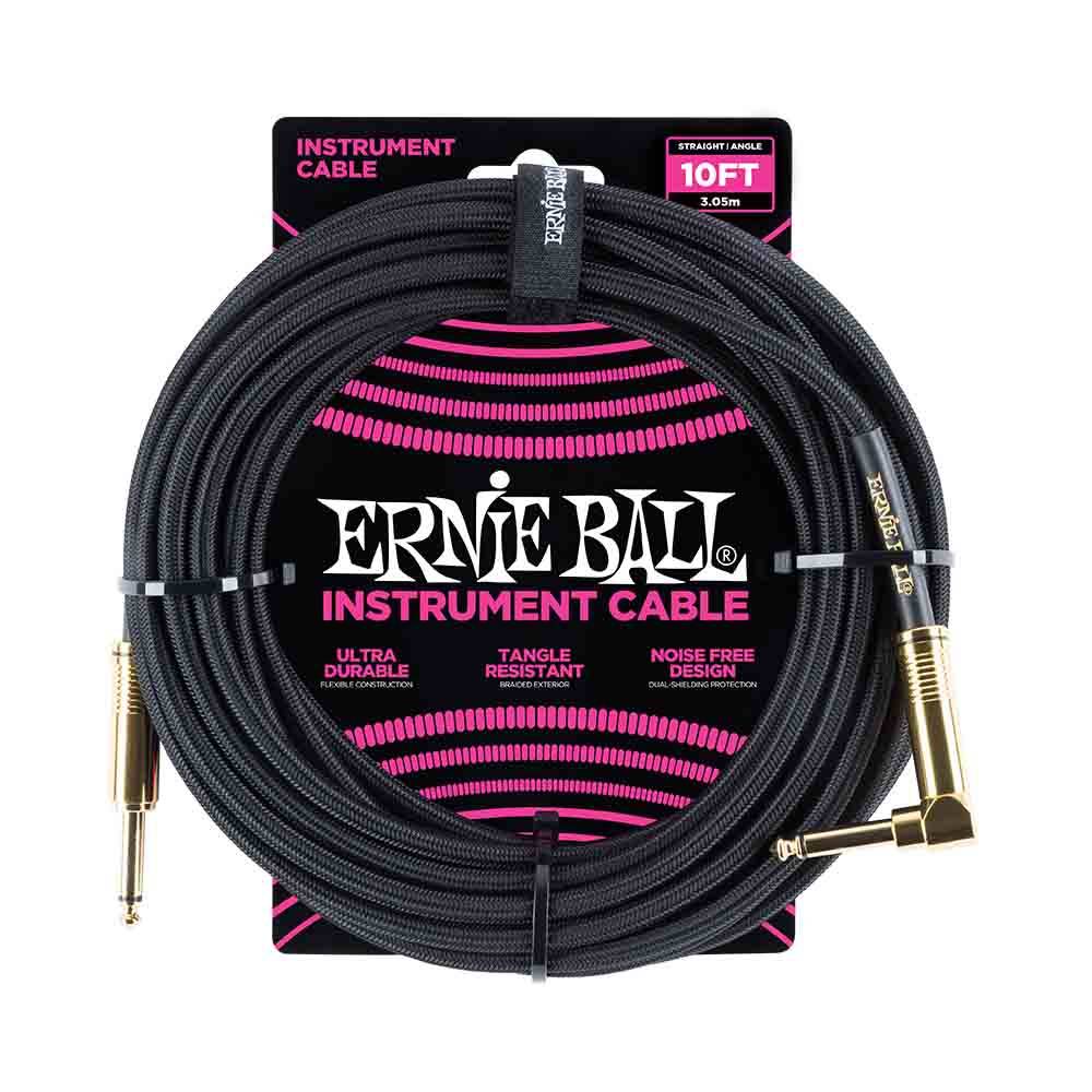 Ernie Ball Braided Instrument Cable Straight/Angle 10ft - Black 6081 樂器導線