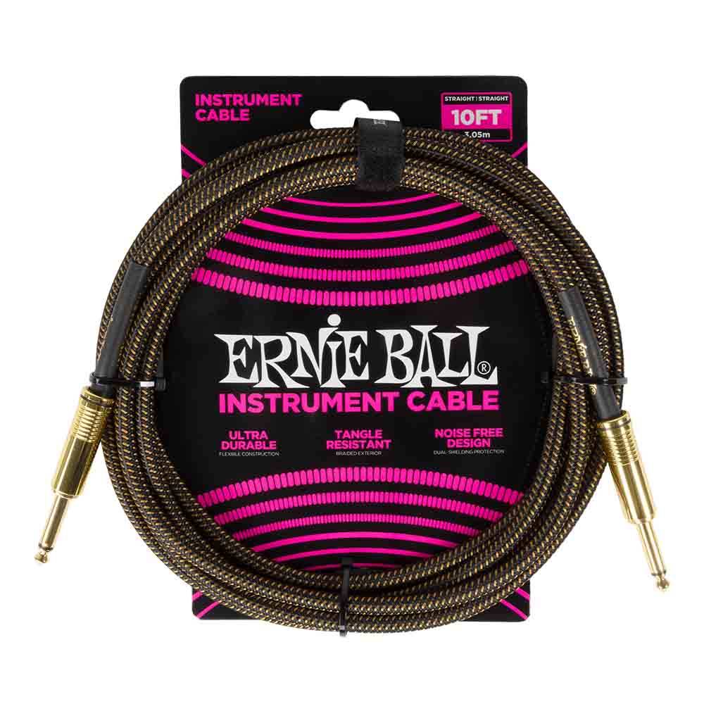 Ernie Ball Braided Instrument Cable Straight/Straight 10ft - Pay Dirt 6428 樂器導線
