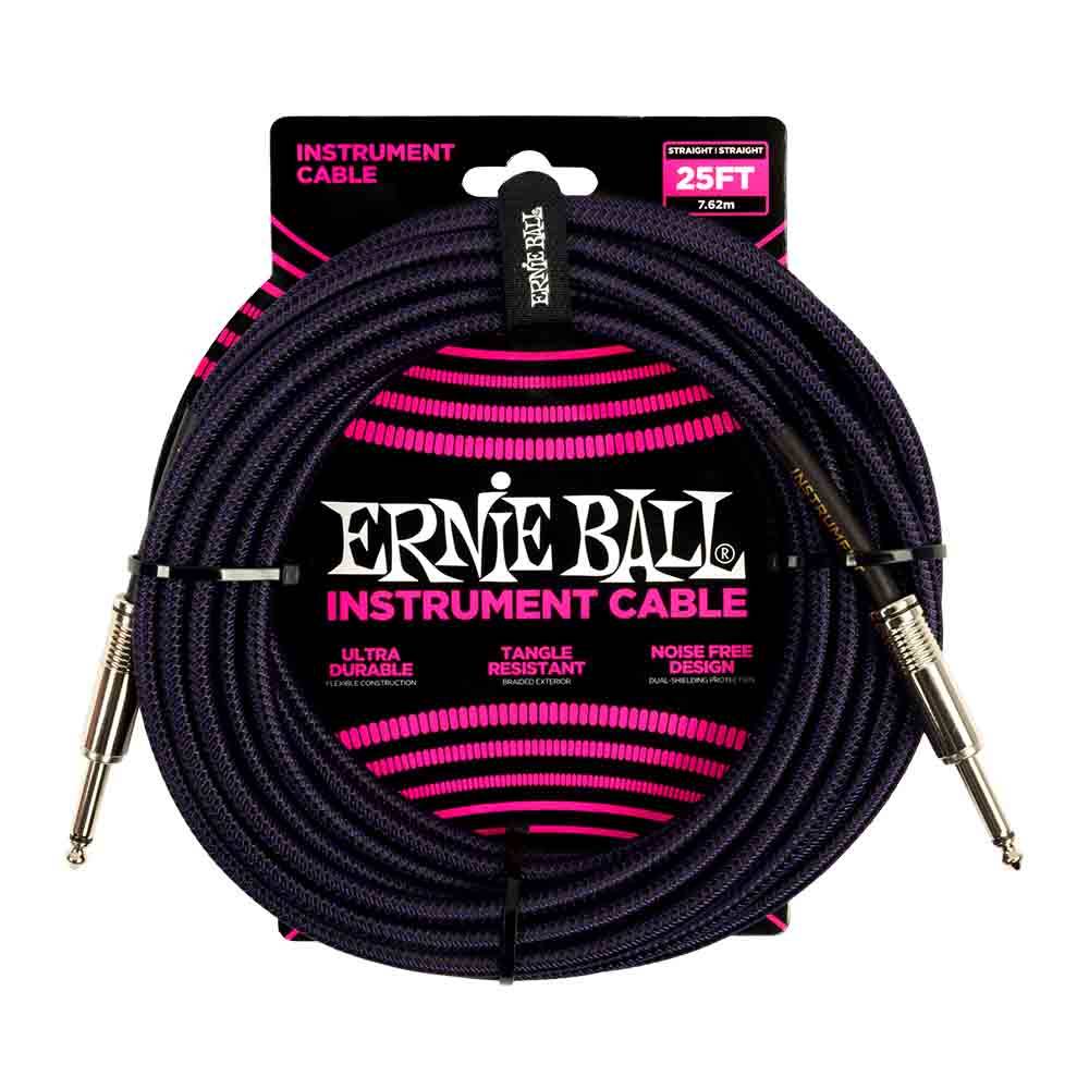 Ernie Ball Braided Instrument Cable Straight/Straight 25ft - Purple/Black 6397 樂器導線 Ernie Ball Braided Instrument Cable Straight/Straight 25ft - Purple/Black 6397 樂器導線