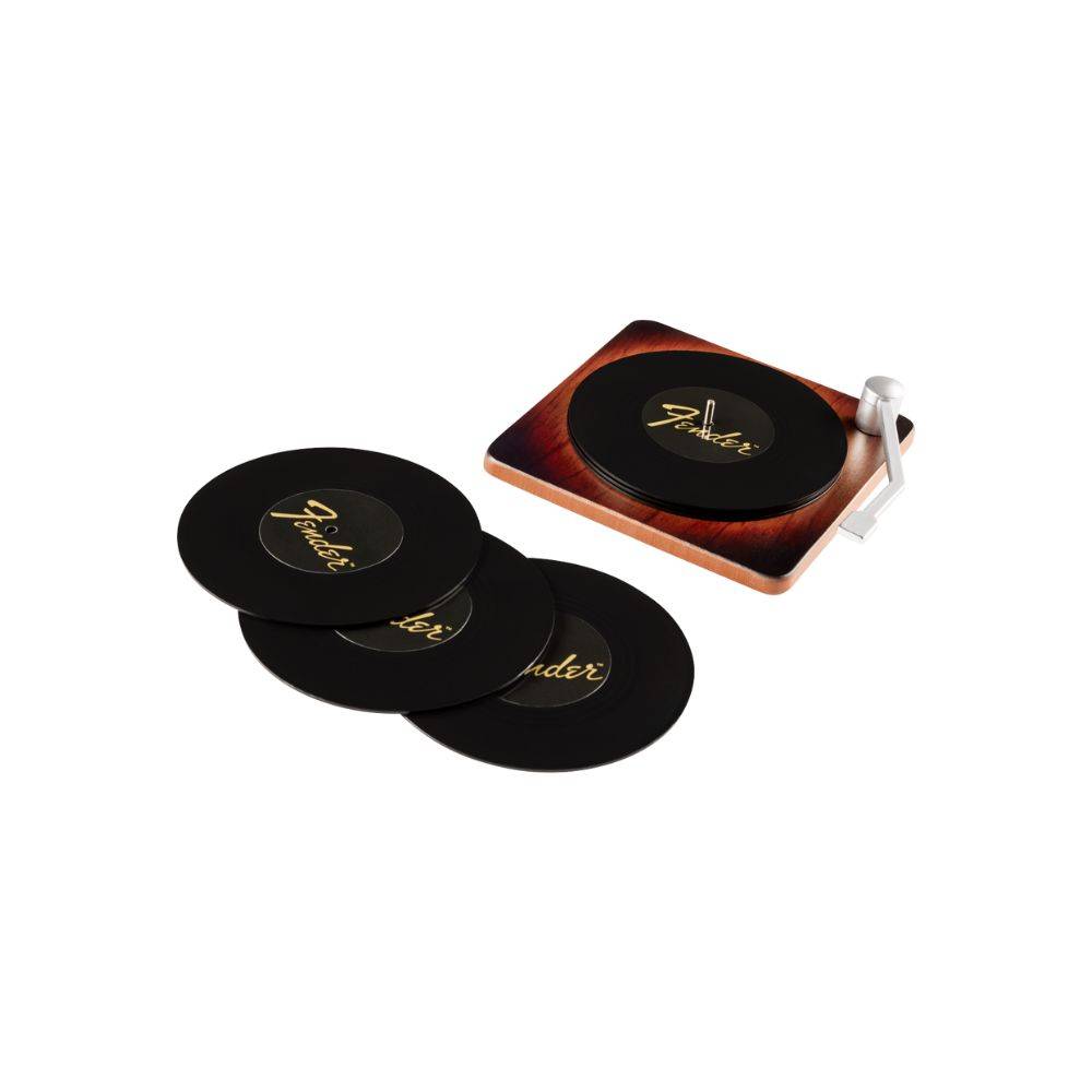 Fender 黑膠唱盤造型杯墊／6入裝