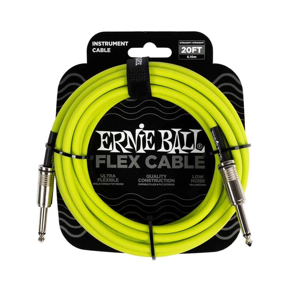 Ernie Ball Flex Instrument Cable Straight/Straight 20ft - Green 6419 樂器導線