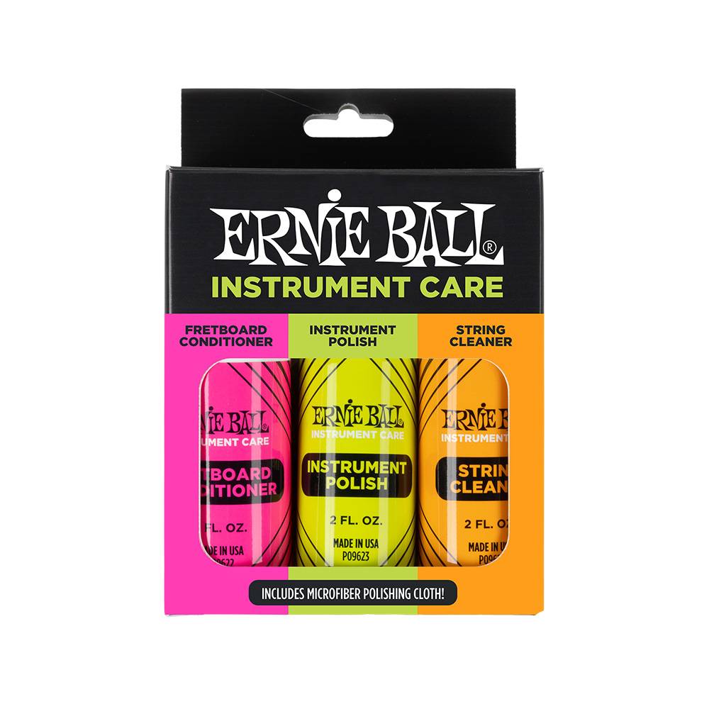 Ernie Ball Instrument Care 3-pack with Microfiber Polish Cloth 4225 清潔保養組