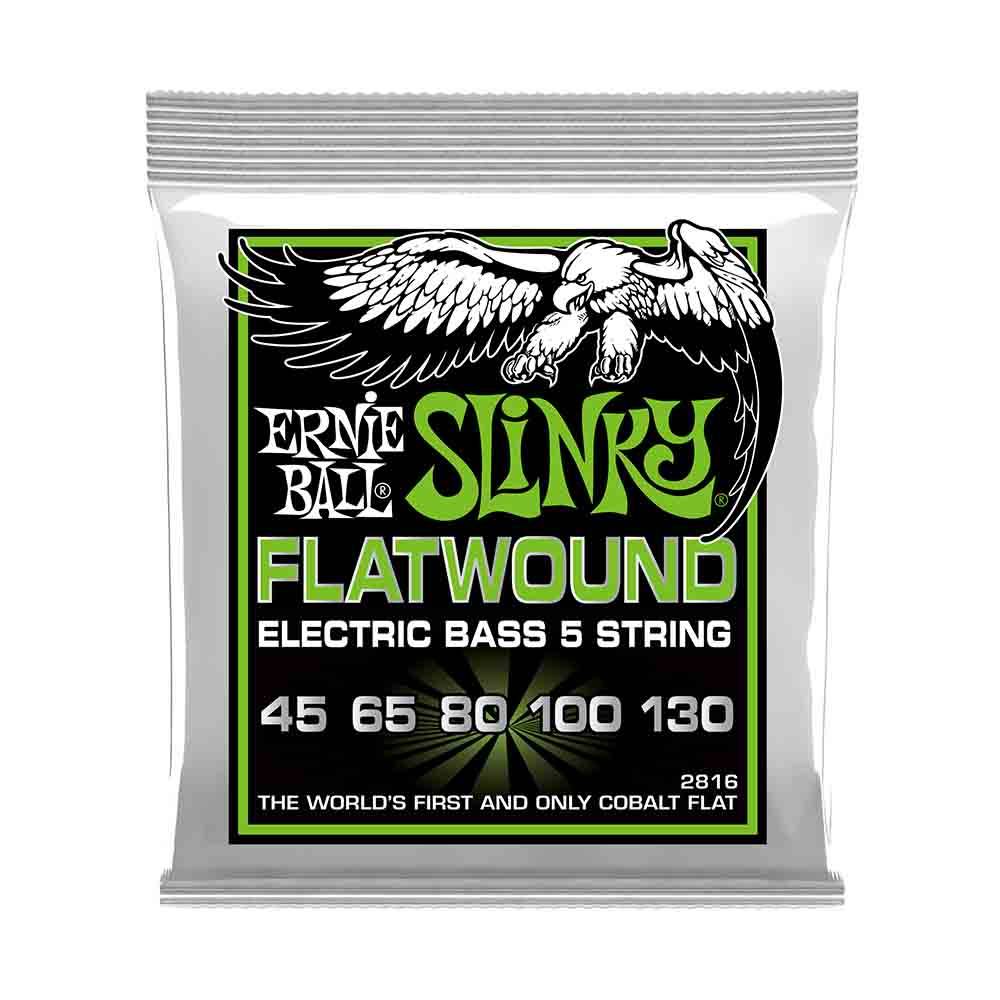 Ernie Ball Regular Slinky Flatwound 2816 雙鈷纏繞平滑弦 電貝斯五弦套弦 45-130