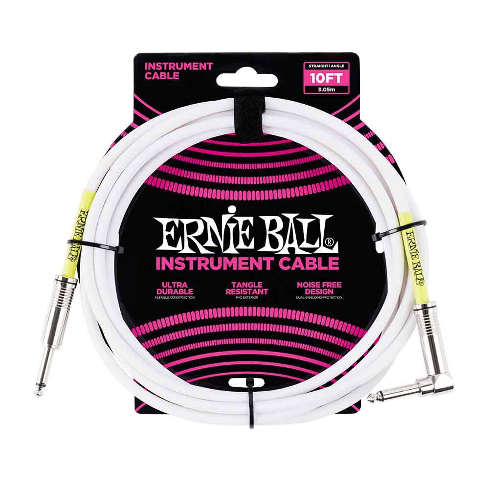 Ernie Ball Classic Instrument Cable Straight/Angle 10ft - White 6049 樂器導線