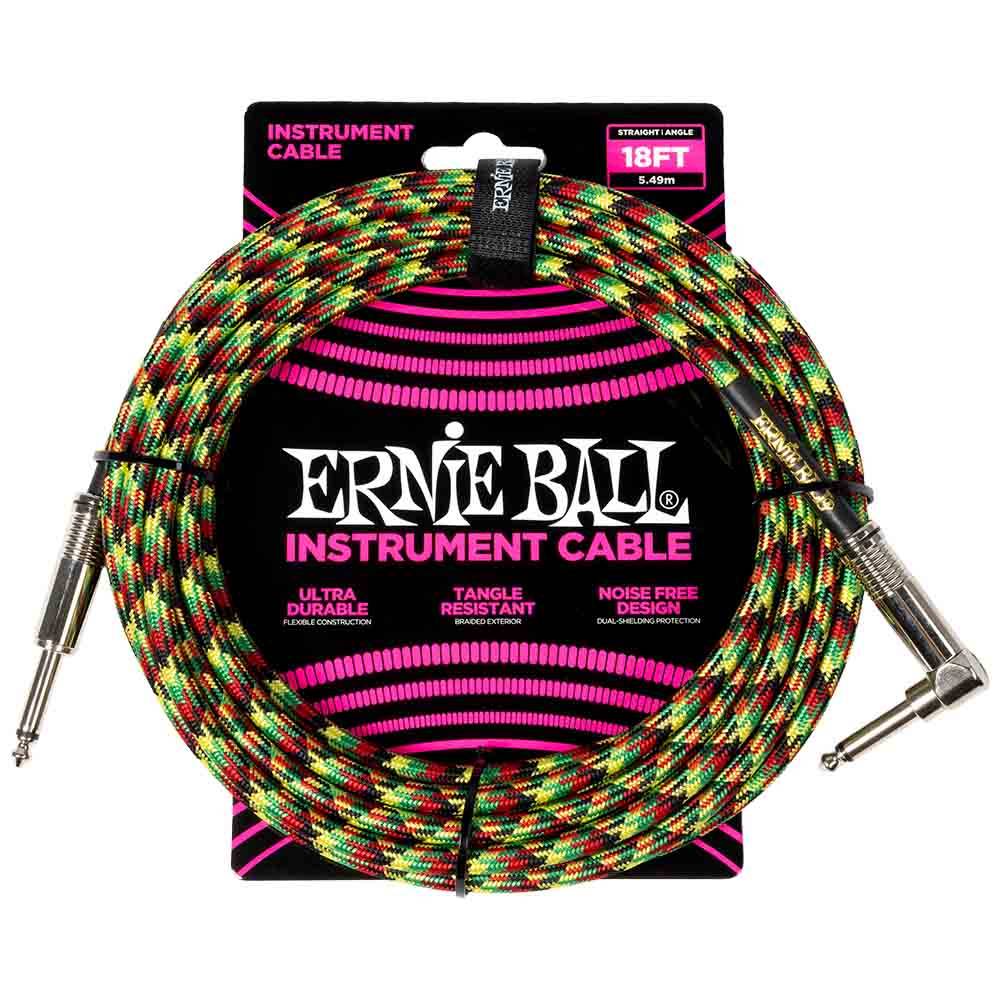 Ernie Ball Braided Instrument Cable Straight/Angle 18ft - Good Vibrations 6483 樂器導線