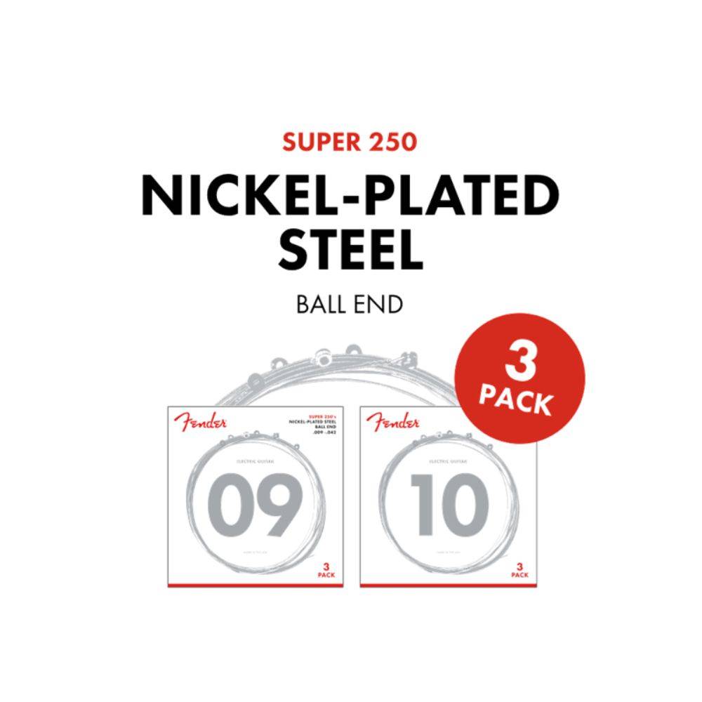 Fender Super 250's Nickel-Plated Steel Guitar Strings - 3 Pack 電吉他套弦