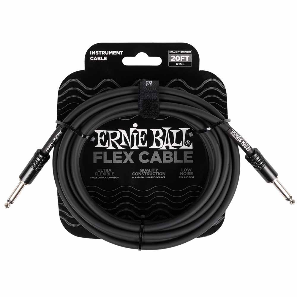 Ernie Ball Flex Instrument Cable Straight/Straight 20ft - Black 6435 樂器導線