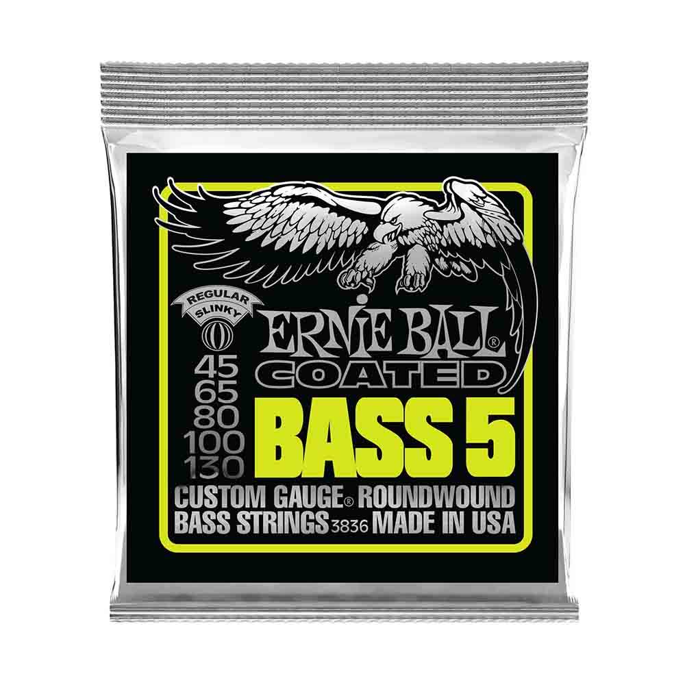 Ernie Ball Hybrid Slinky Coated 3836 超薄鍍膜 電貝斯五弦套弦 45-130