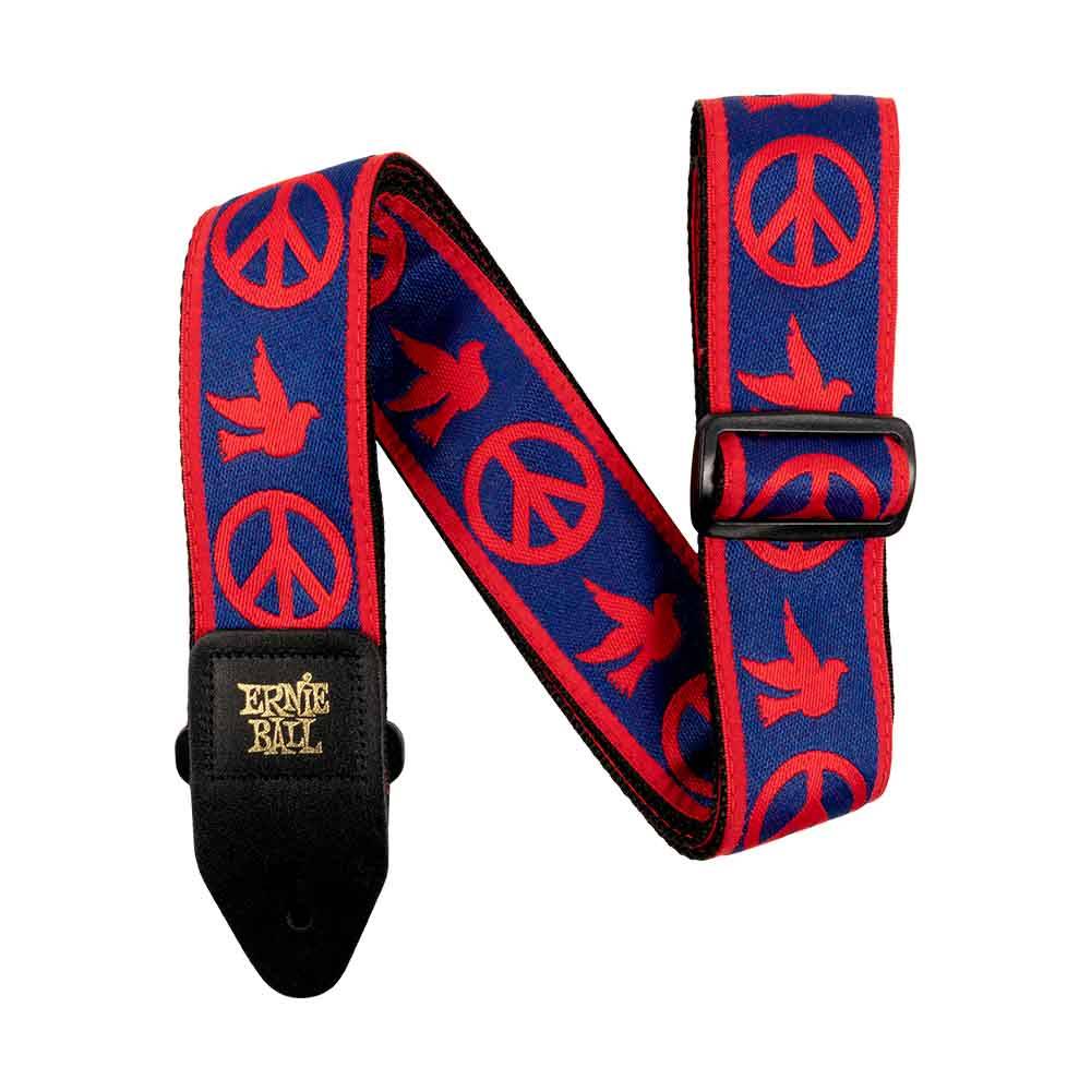 Ernie Ball Classic Jacquard Strap - Red & Blue Peace Love Dove 4698 背帶