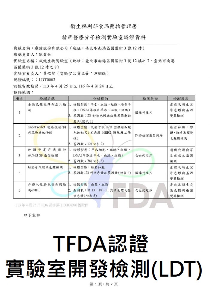 TFDA認證 實驗室開發檢測(LDT)