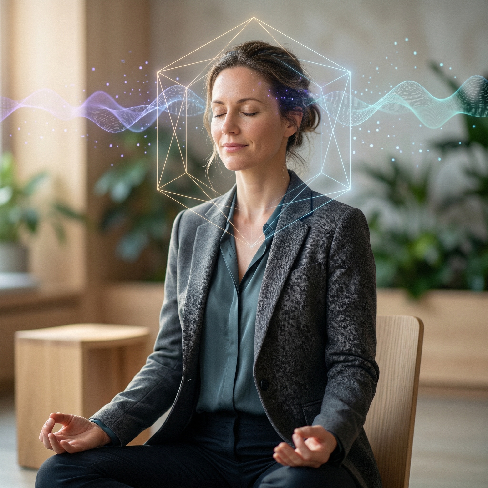 使用鑫富生活 Morida 磁波能量梳建立物理錨點，成功進入深層冥想的平靜狀態