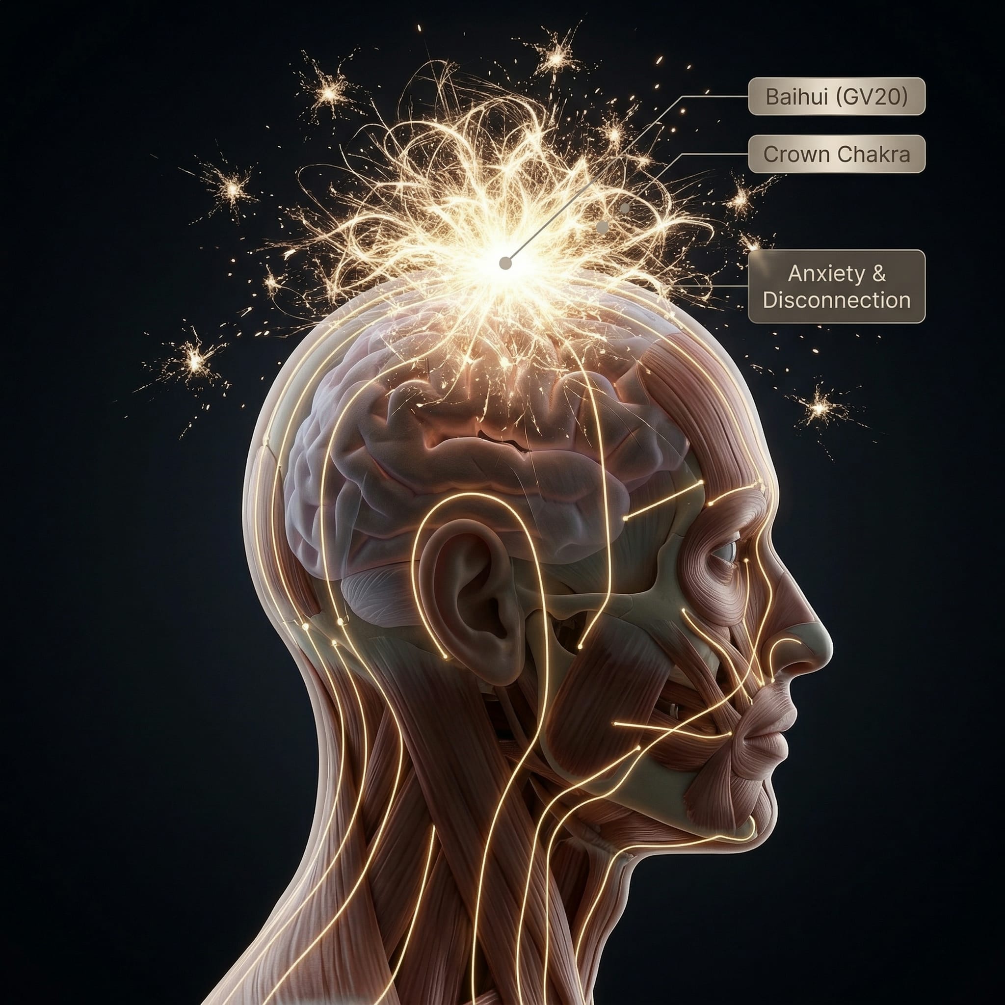 頂輪與百會穴的能量躁動，導致心神無法收攝