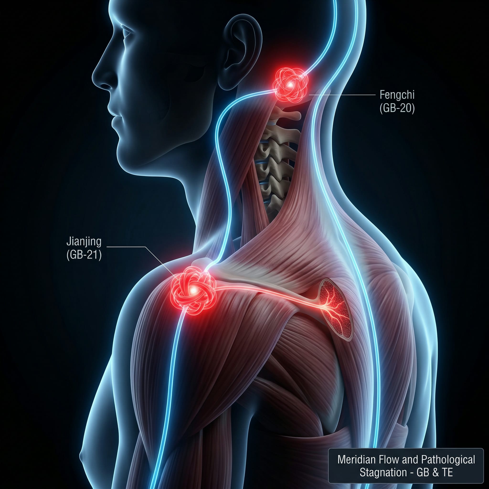 大椎穴與膀胱經的氣血淤堵