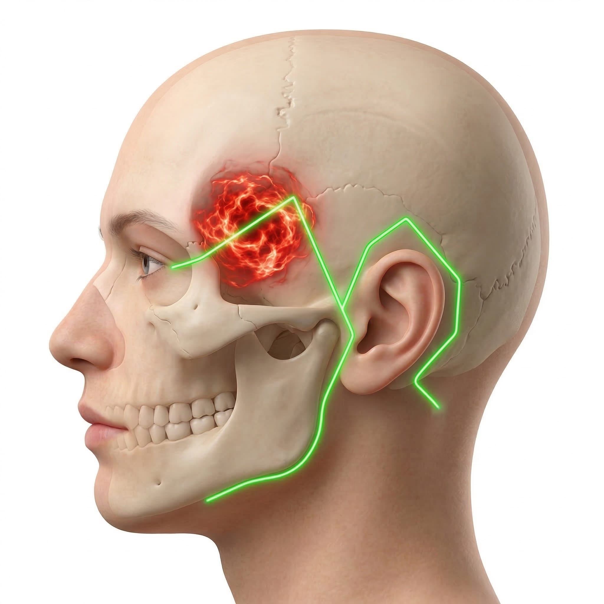 頭部膽經氣血淤堵導致偏頭痛與眼壓升高