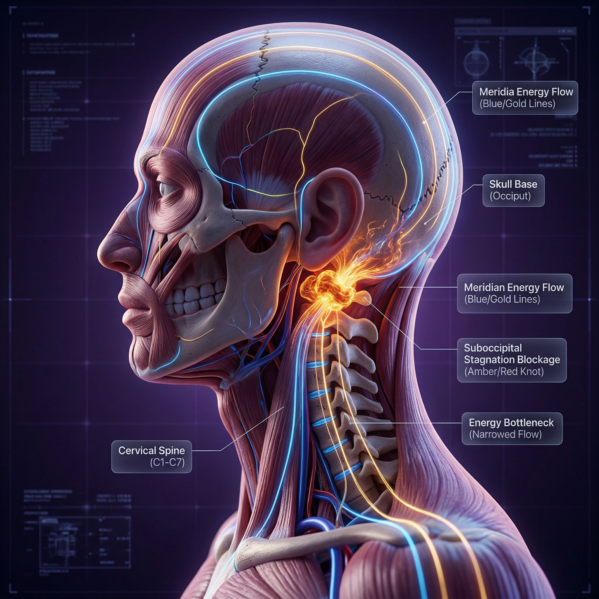頭部與頸部經絡的能量阻滯