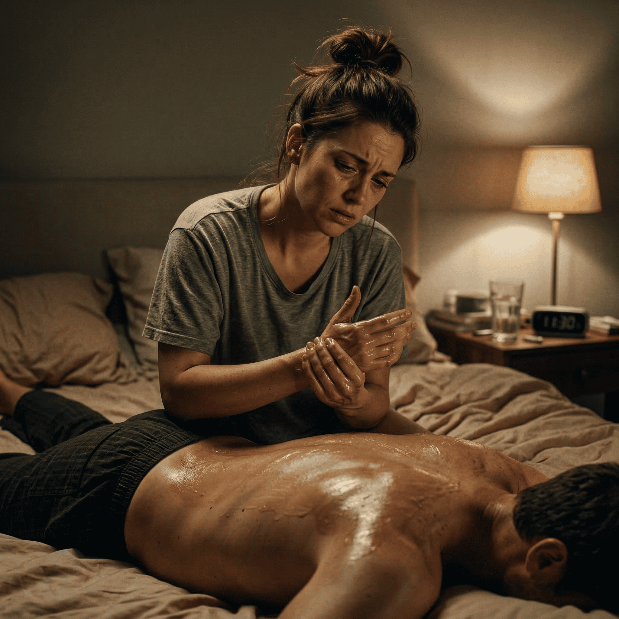 居家精油按摩手痠且無效的情境