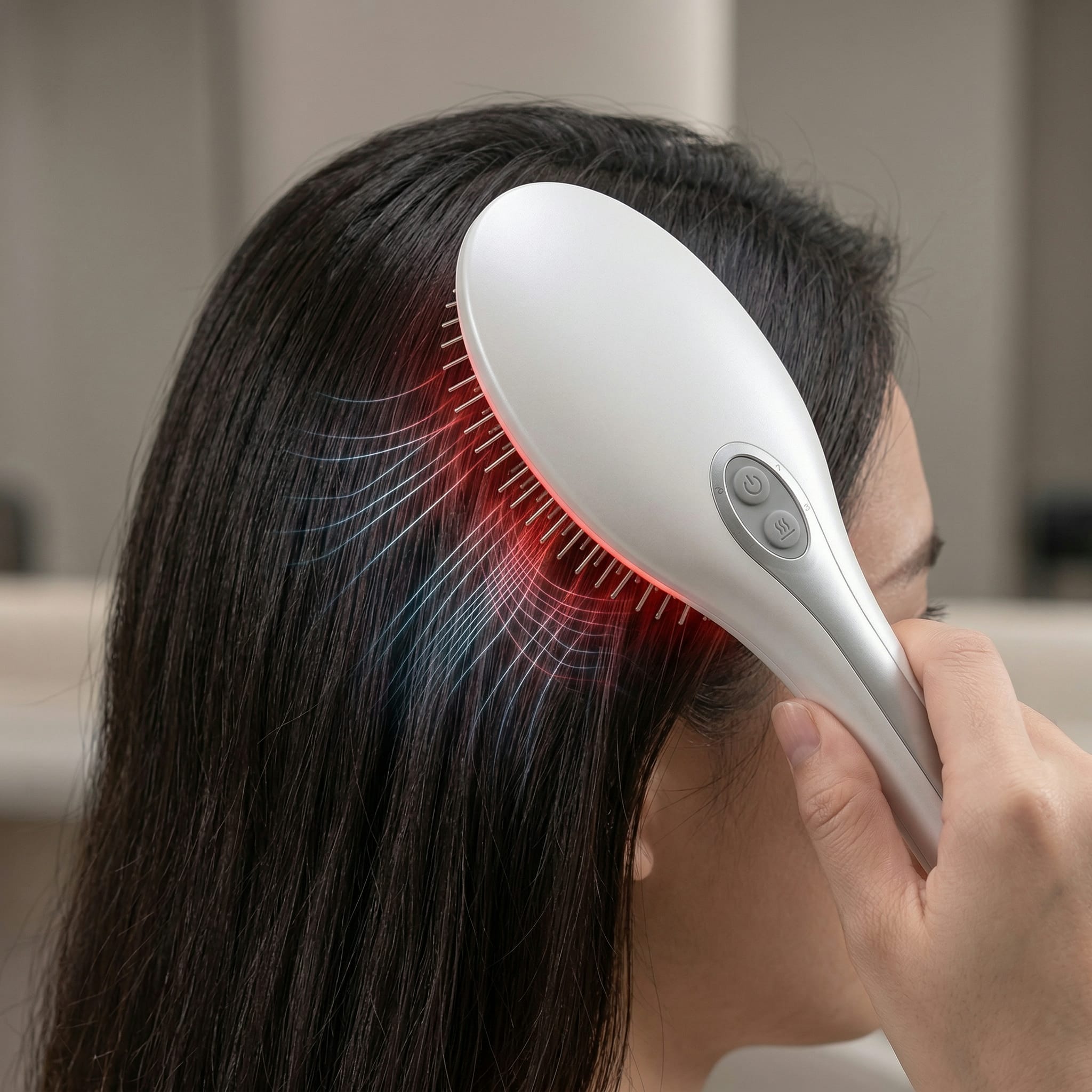 運用磁波能量梳剝離頭皮層沾黏