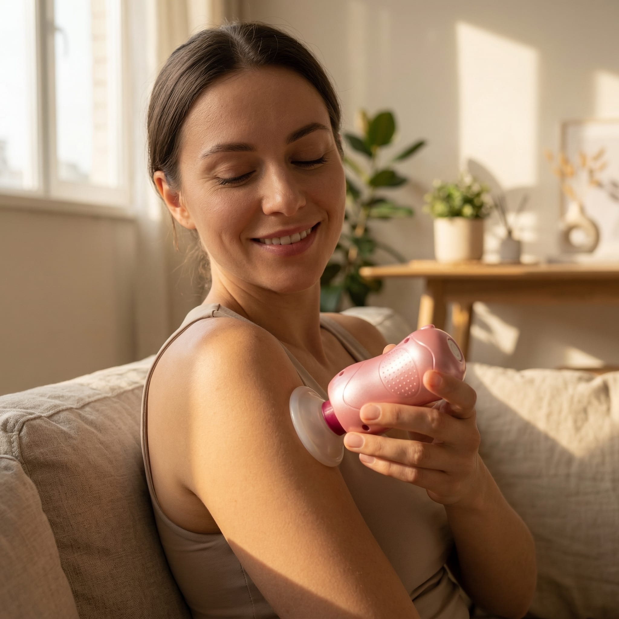 使用鑫富生活 Morida 旋擊按摩儀，安全無痛地放鬆關節與脆弱肌群