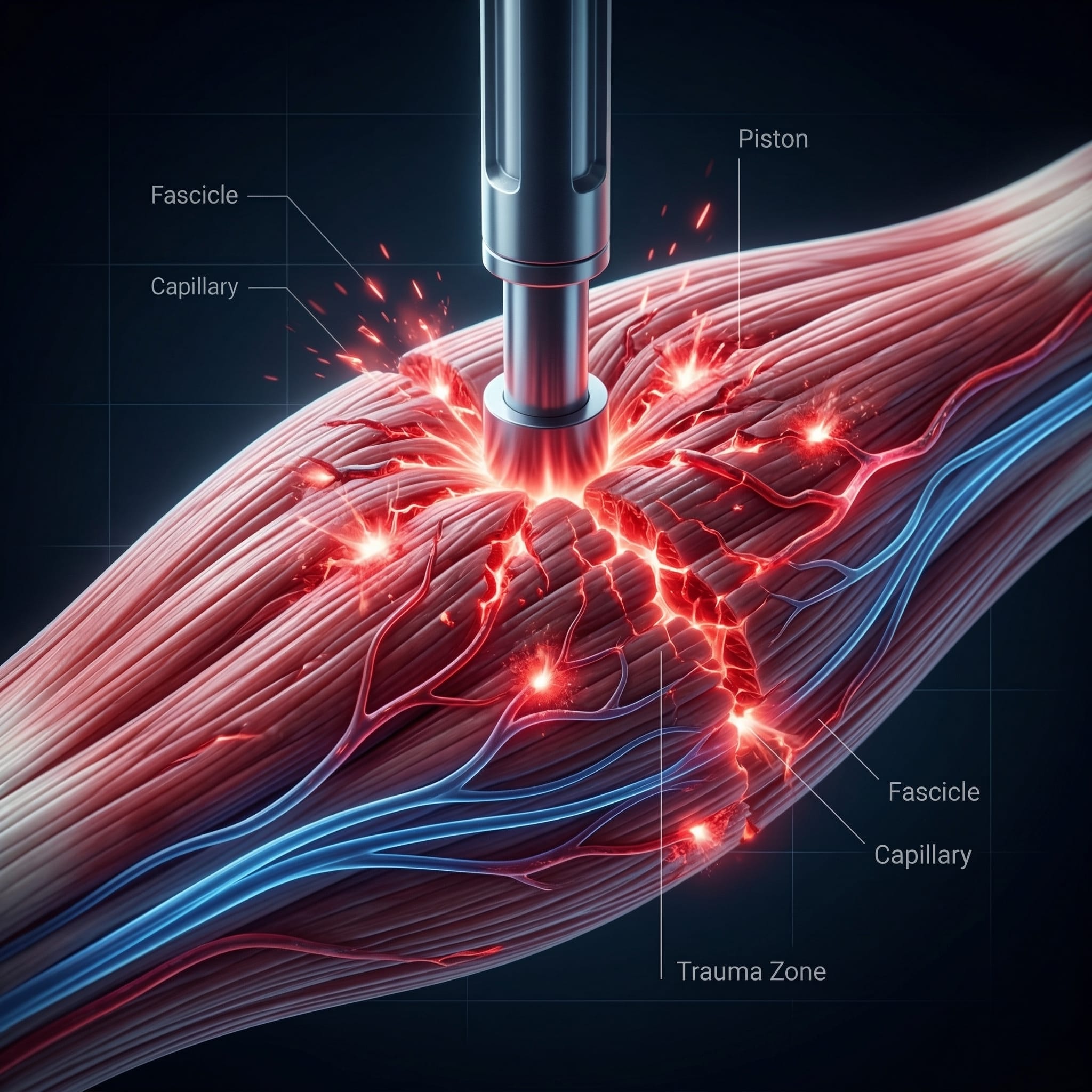 垂直撞擊在脆弱部位容易導致微血管破裂與防禦性緊繃