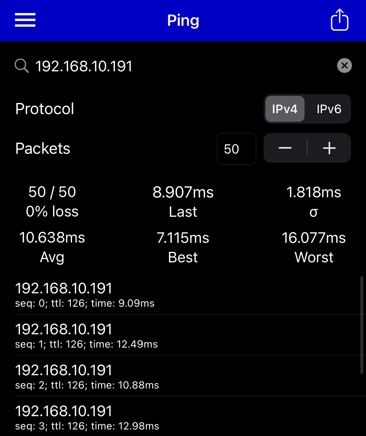 主節點到子節點 ping 測試