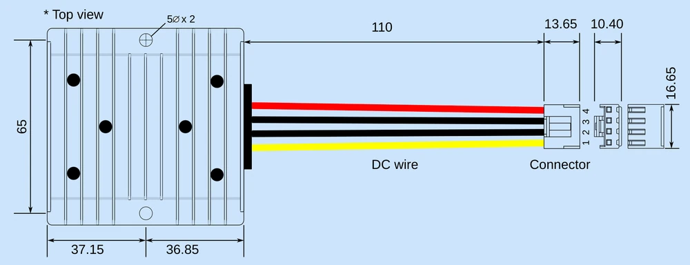 HDD180XX series mechanical drawing - top view
