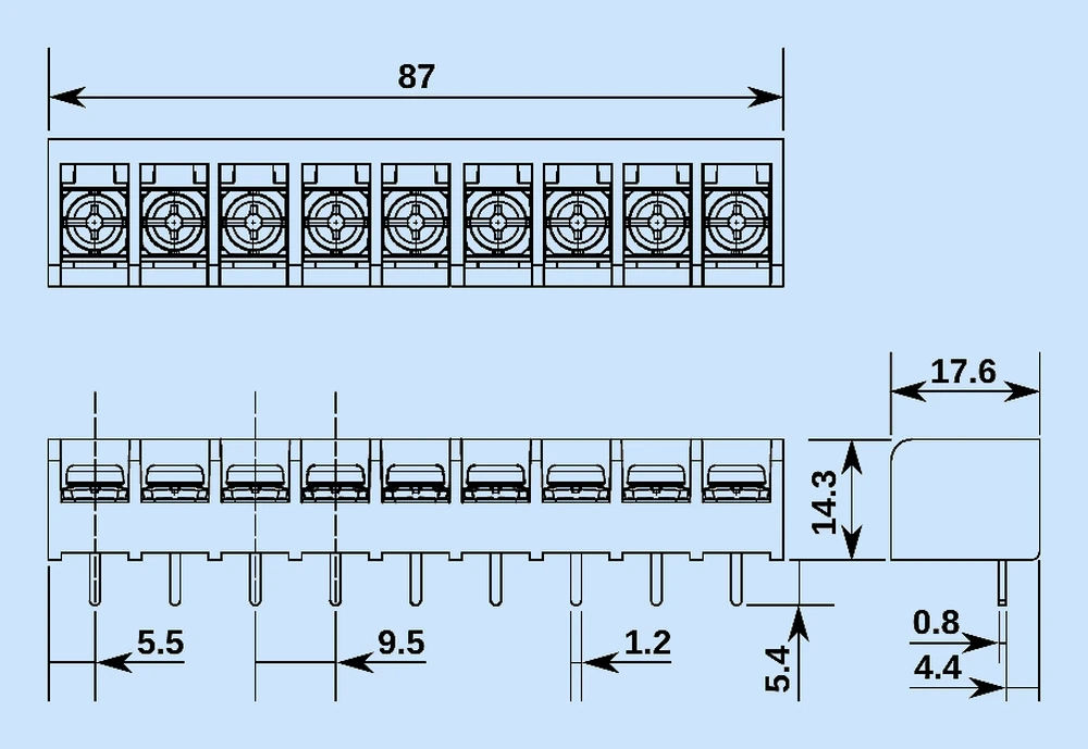 RS-350 screw terminal block