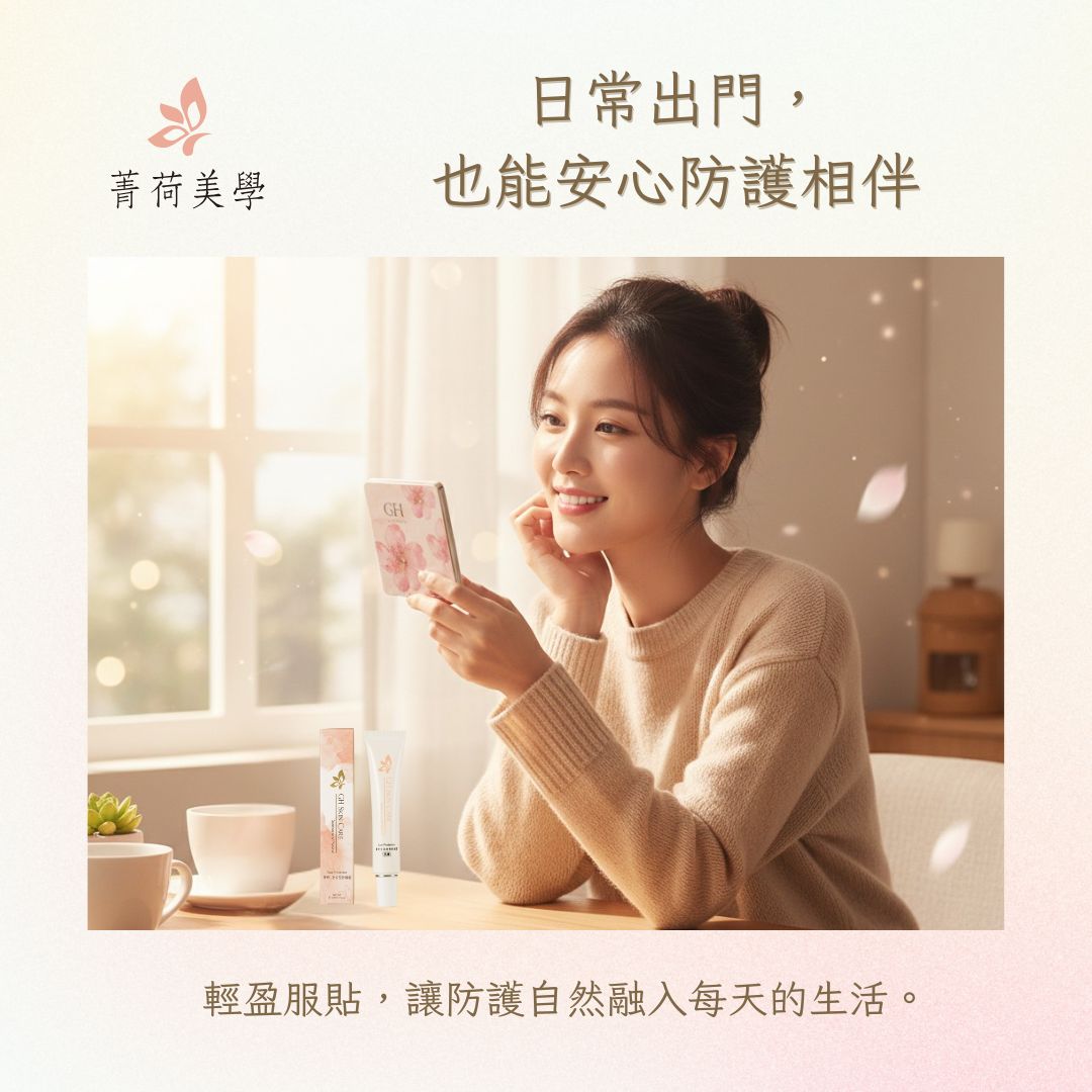 日常外出使用 GH 菁妍全日型清爽防護霜-亮膚色情境示意